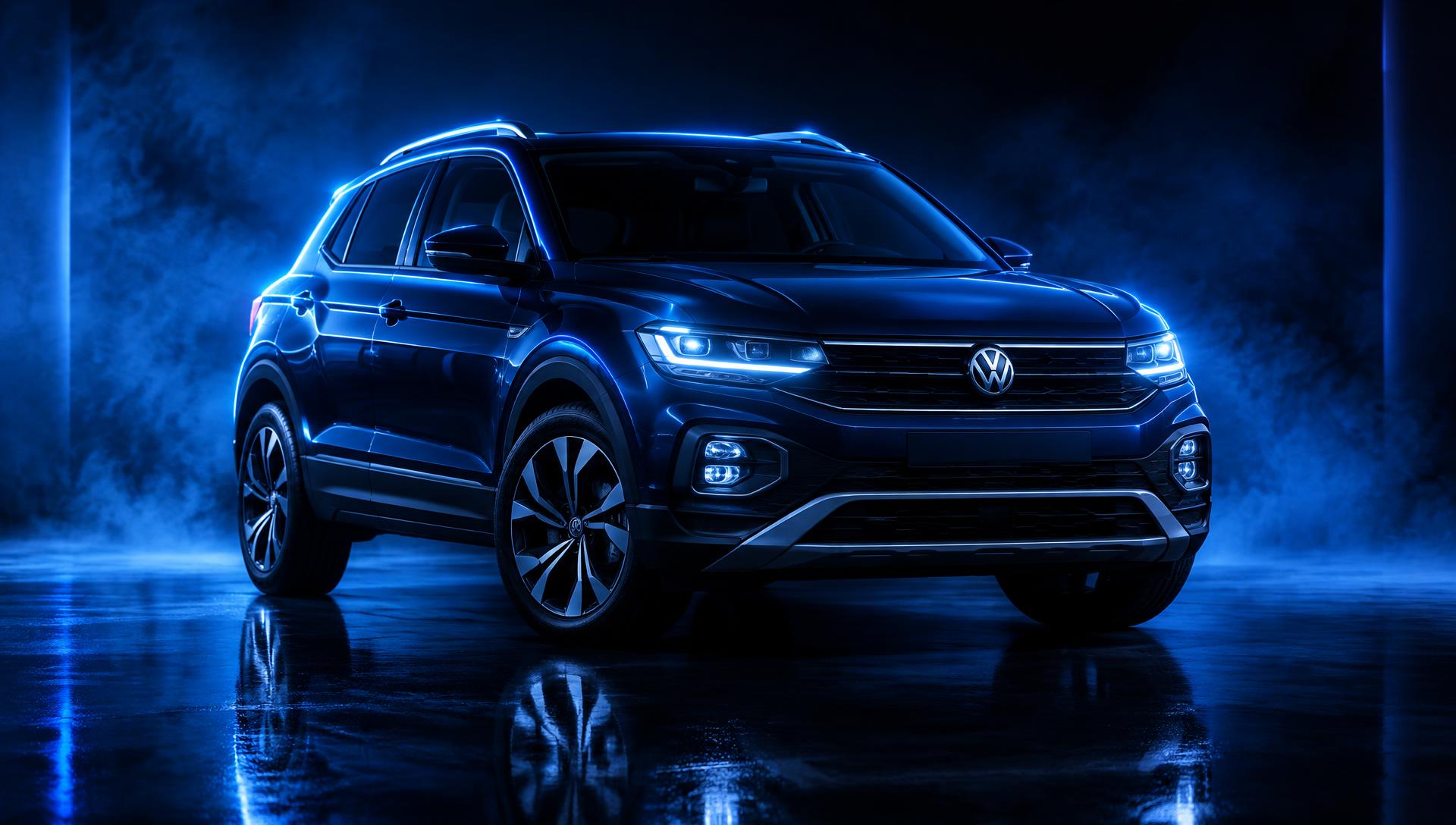Volkswagen 0km en un showroom azul